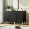 thumbnail image 1 of Commode Moderne à 6 Tiroirs avec Poignée Dorée et Grand Tiroir, Double Commode en Bois et Organisateur de Rangement pour Salon, 1 of 6
