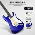 thumbnail image 6 of Donner Electric Guitar 11-Pieces 39" Beginner Solid Body with Kits Amplifier, Bag, Digital Tuner, Capo, Strap, String,Cable, Picks, Sapphire Blue, 6 of 14