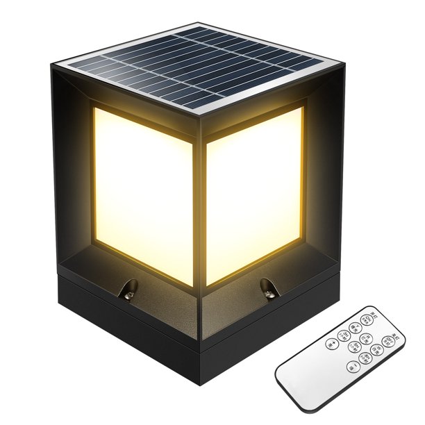Osaladi 1 Establecer la luz de la plataforma LED LED de poste de luz de la luz al aire libre Posttyard Post Light Fence Lámpara solar con energía solar
