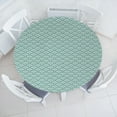 thumbnail image 3 of Ambesonne Teal Fitted Round Tablecloth, Seigaiha Scales, 40"- 44" Diameter, Jade Green White, 3 of 5