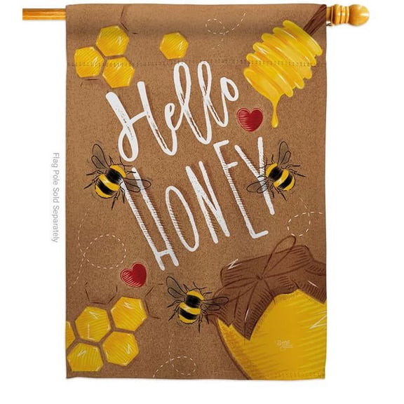 Breeze Decor H104102-BO Hello Honey House Flag Garden Friends Bugs & Frogs 28 x 40 in. Double-Sided Decorative Vertical Flags