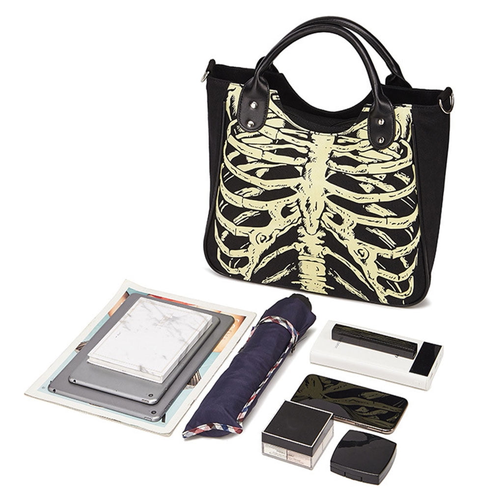 ZPAQI Luminous Gothic Skeleton Bones Skulls Bags Female Halloween Casual Women Punk Shoulder Bag Fashion Crossbody Handbag
