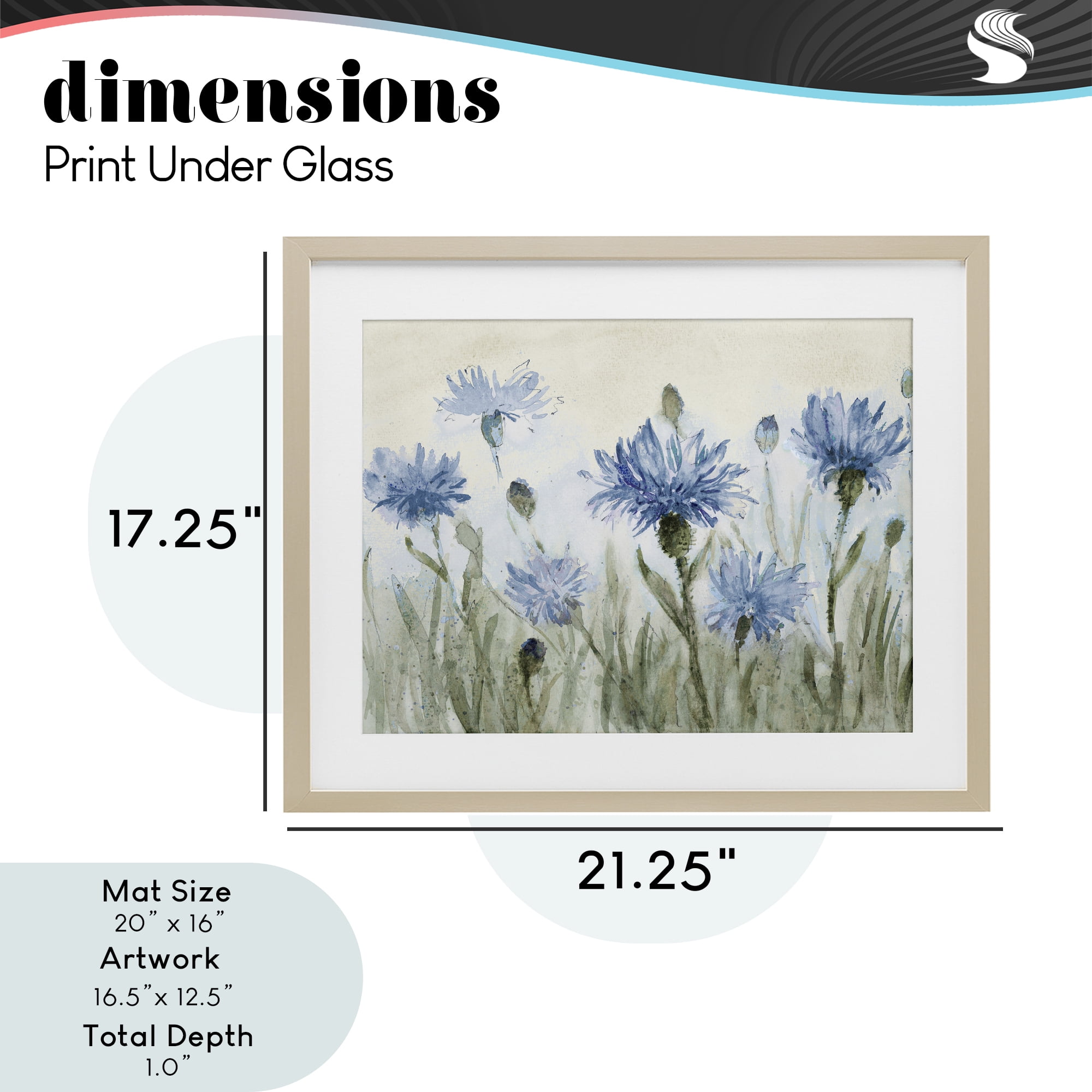 Stupell Industries Blue Cornflowers Meadow Birch Framed Print Under Glass, design by Lanie Loreth