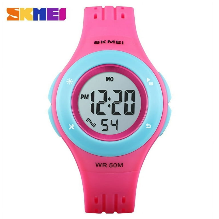SKMEI 1455 Kid LED Digital Sports Watch Date Week EL Light Waterproof Alarm Colorful Wristwatch