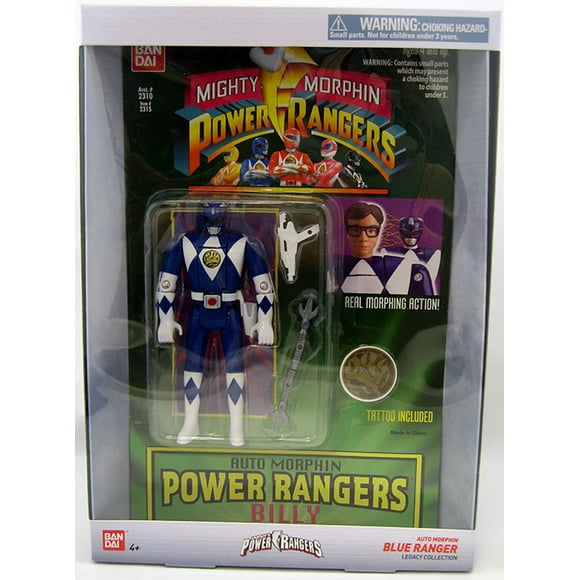 Mighty Morphin Power Rangers 5 Inch Action Figure Auto Morphin Series - Head Morphin Blue Ranger