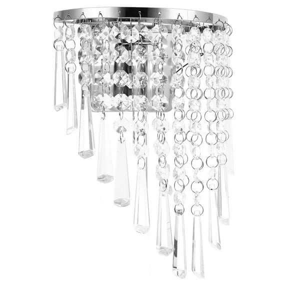 FRCOLOR  Crystal Wall Light Lights Semi Circle Lighting Dining Room Silver