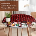 thumbnail image 4 of Red Buffalo Plaid Snowman Round Tablecloth, Fitted Table Cover with Elastic for 36"-44" Round Tables, Christmas Winter Snowflake Xmas Table Cloth Outdoor Indoor Dinning Party Waterproof Tablecloths, 4 of 7