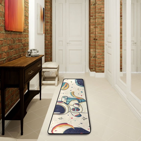 Planet Astronaut Unicorn Runner Rug Non Slip 72×24 in Ares Rugs for Bedroom Bathroom Living Room