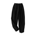 thumbnail image 2 of ABATAB Harem Capri Pants for Women Cotton Linen Loose Fit Capris with Pockets Elastic Waisted Soft Comfy Beach Crop Pants, 2 of 7