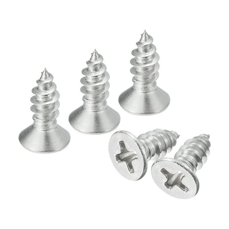 

#8x1/2 Wood Screws 100 Pack Flat Head Phillips Self Tapping Screws 304 Stainless Steel Metal Screws