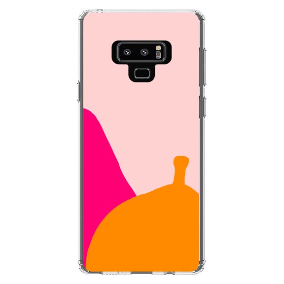 DistinctInk Clear Shockproof Hybrid Case for Samsung Galaxy Note 9 - TPU Bumper, Acrylic Back, Tempered Glass Screen Protector - Summer Vibes Bold Flower Blue Orange Pink