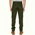 thumbnail image 4 of Men's Cargo Pants Straight Twill Stretch Regular Fit Work Pants with 6 pockets Outdoor Work Office Hiking Workout Trouser (L, Army Green), 4 of 7