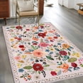 thumbnail image 3 of Pink Flowers Area Rug 3x5 Washable Rug Non Slip Spring Farmhouse Floral Leaves Vintage Large Area Rug Indoor Floor Carpet for Entryway Bedroom Kitchen Living Room Home Office Dining Room Nursery, 3 of 8
