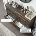 thumbnail image 3 of OKD 6 Drawers Dresser Chests for Bedroom Farmhouse, Wood Rustic Tall Chset of Drawers, Dark Rustic Oak, 3 of 7