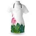 thumbnail image 3 of Tropical Apron Exotic Nature Botanical Artwork with Leaves and Flamingo Watercolors Artwork, Unisex Kitchen Bib Apron with Adjustable Neck for Cooking Baking Gardening, Green Pink Blue, by Ambesonne, 3 of 3