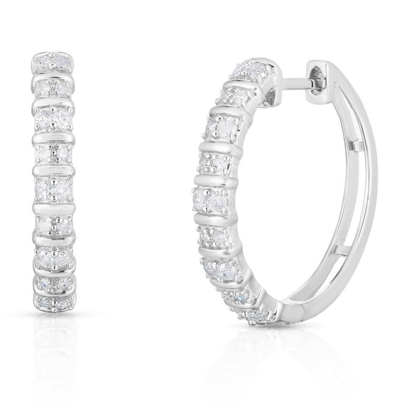 Natalia Drake Horizontal Bar 1/2 Cttw Diamond Hoop Earrings for Women in Sterling Silver