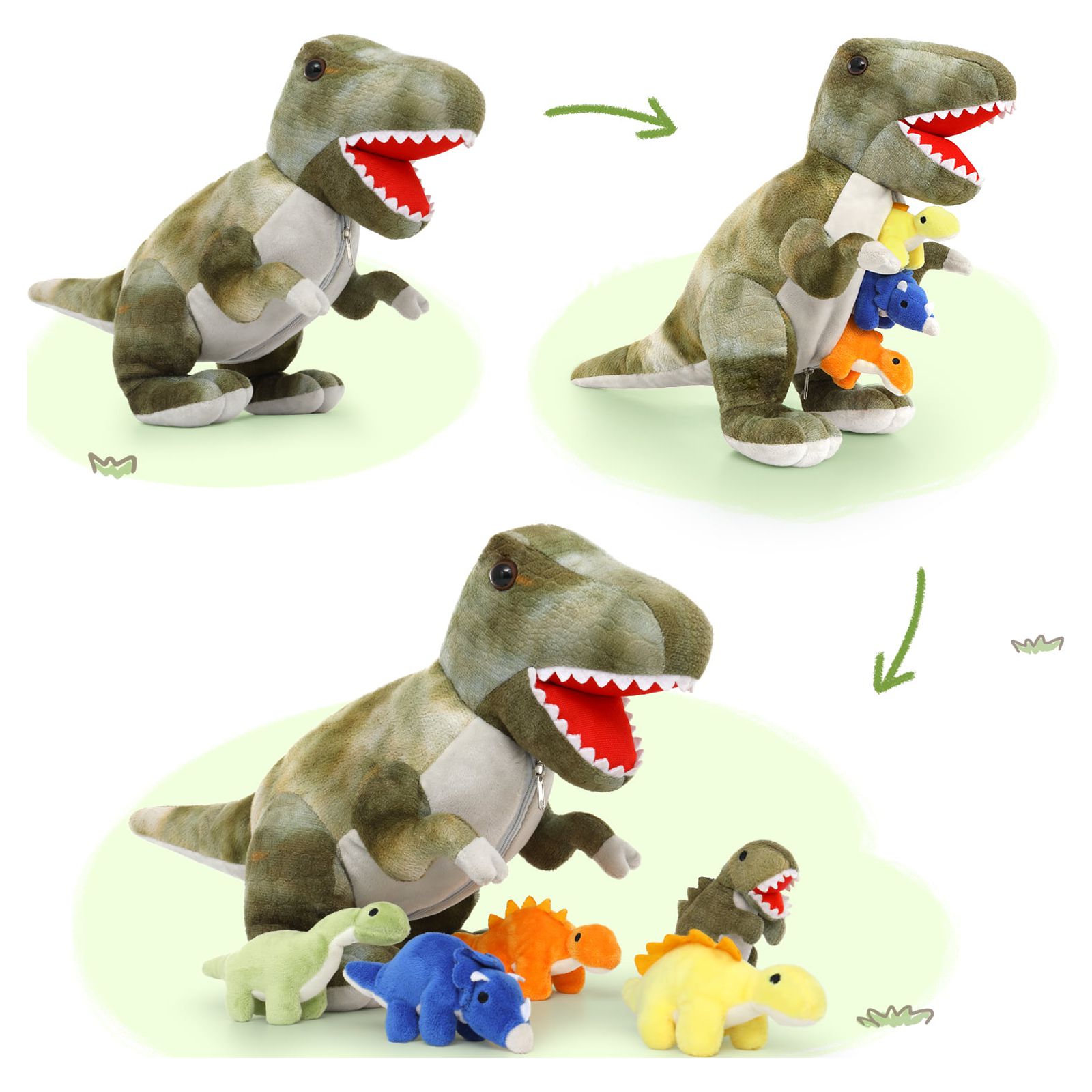 MaoGoLan Giant T-Rex Plush with 5 Baby Dinosaurs photo 3