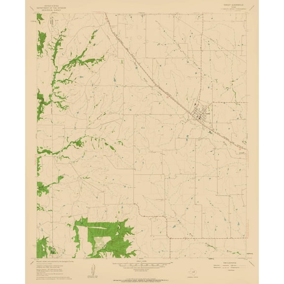 Topographical Map - Godley Texas Quad - USGS 1961 - 23 x 27.95 - Vintage Wall Art