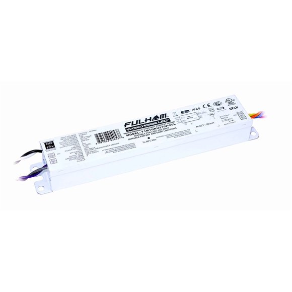 Fulham Lighting T1M1UNV210P60L Workhorse Extreme-Single Channel-0-10V Dimming LED Driver-Universal Voltage Input-Programmable 500mA to 2100mA Constant Current Output