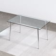 thumbnail image 6 of GFVBULM and chair set. 1  with 4  PU chairs.Rectangular dining  with  imitation marble tabletop and silver metal legs.Paired with 4 chairs with silver legs.DT-1544 C-008, 6 of 18