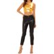 thumbnail image 2 of INSPIRAR CHIC Camisetas sin mangas para mujeres, tops cortos metálicos brillantes, M dorado, 2 of 6