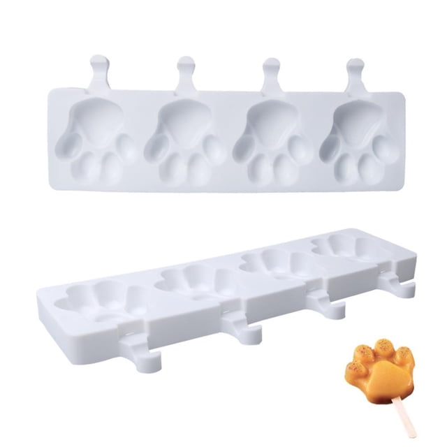 Helado De 4 Cavidades Molde De Paleta De Silicona Molde De Helado De Pata En Forma De Corazón Casero Para Gelatina De Pastel De Paleta Diy Kearding HA045740-00