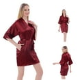 thumbnail image 4 of Azrian Womens Pajamas,Women's Solid Color Home Wear Casual V-neck Belt Half Sleeve Pajama Dress L Size,Red on, 4 of 4
