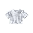 thumbnail image 4 of YONGHS Kids Girls Sequins Short Sleeves Crop Tops Boys Performance Dancing T-Shirt, 4 of 7
