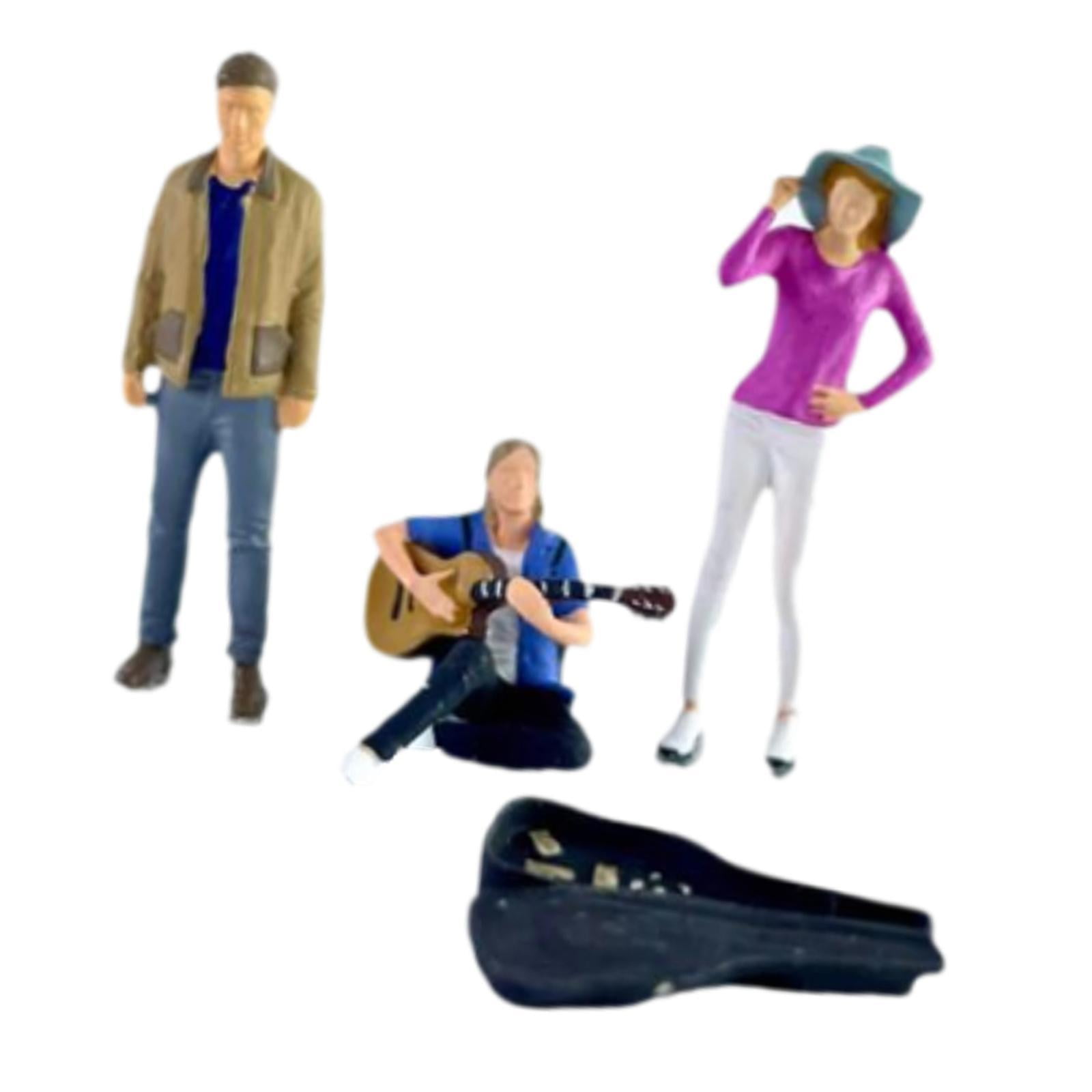 LeeQinersw 3 Pieces 1/64 People Figures Collectibles DIY Crafts Miniature Diorama Guitarist Purple