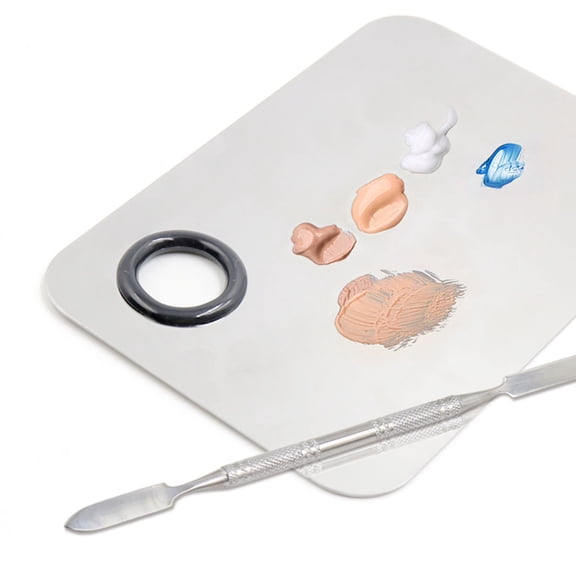 Stainless Steel Square Ladies Cosmetic Board w Spatula Tool