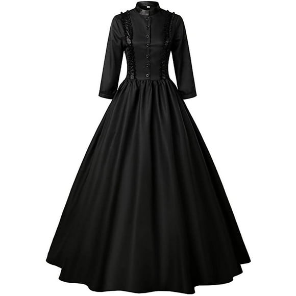 pstuiky Dresses for Women Plus Size, Women Retro Gothic Solid Color Lace Long Sleeved Dress Wedding Guest Dresses Clearance Sale