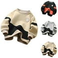 thumbnail image 2 of Utoimkio Toddler Boys Color Block Long Sleeve Shirts Pullover Sweatshirts Fall Winter Casual Crewneck Tee Tops for Kids, 2 of 3