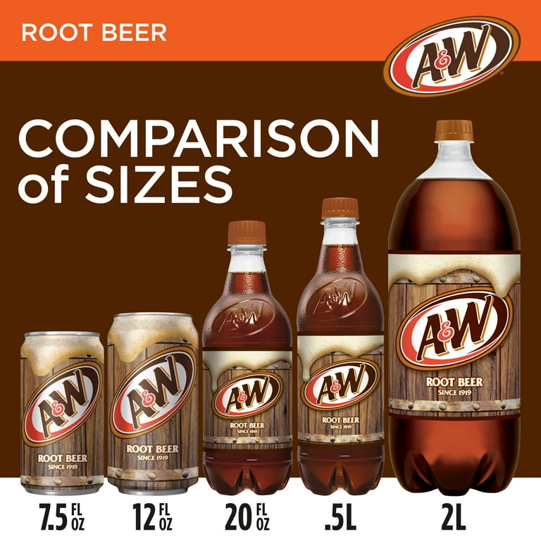 A&W Classic American Root Beer, Caffeine-Free Soda Pop, 24
