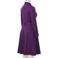 thumbnail image 6 of Afinprain Womens Clergy Long Sleeve A‑Line Dress with Tab Collar Tie Belt Side Buttons, 6 of 7