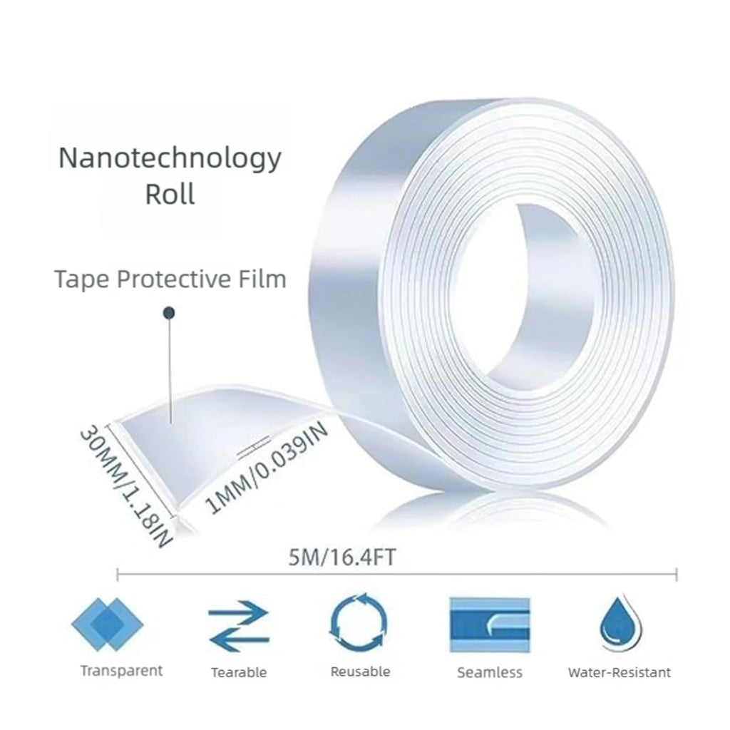 Zeiwohndc Extra Large Double Sided Tape Heavy Duty Removable, Clear & Tough Tapes, Multipurpose Mounting Tape Picture Hanging Strips Adhesive for Poster Carpet