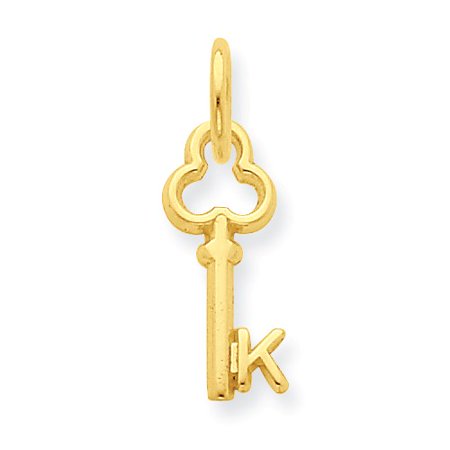 14k Yellow Gold K Key Charm Pendant