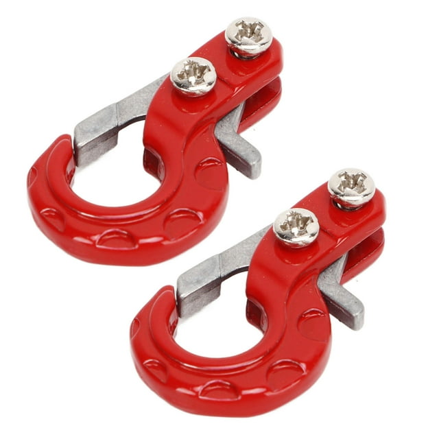 Crochets de Remorque RC, Crochet de Corde de Traction Pièces de Rechange Légères 2 Pcs Alliage d'Aluminium pour Voitures Télécommandées 1/10 Rouge, Bleu, Noir