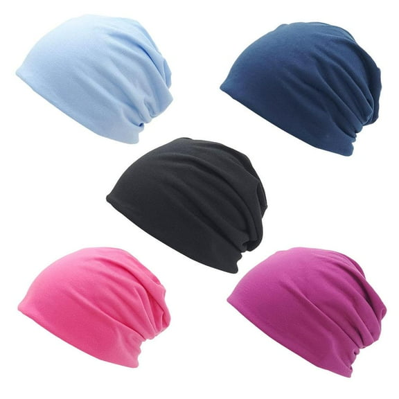 5 Pieces Women's Slouchy Beanie Hat Stretch Turban Hats Cancer Headwear Caps Baggy Skull Sleep Scarf