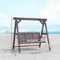 thumbnail image 3 of Outsunny Balançoire de Porche à 3 Places avec Support et Tables d'Appoint, Brun Carbonisé, 3 of 10