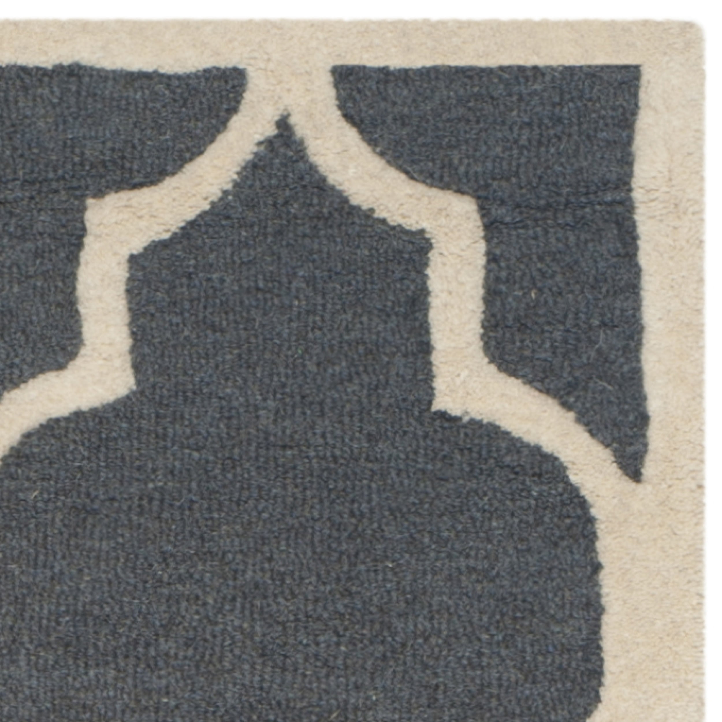 SAFAVIEH Cambridge Kevin Geometric Wool Runner Rug, Dark Grey/Ivory, 2'6" x 22'