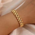 thumbnail image 4 of Miniamlist Men Bracelet Gold Jewelry Street Style Stainless Steel 316L 18k Gold Plated Cuban Chain Bracelets For Women SIHAO, 4 of 7