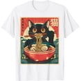 thumbnail image 1 of Camiseta con gráficos de ramen para gatos japoneses, 1 of 2