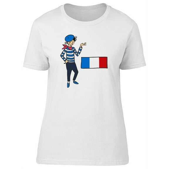 French Man With Flag T-Shirt Women -Image by Shutterstock, Female Large