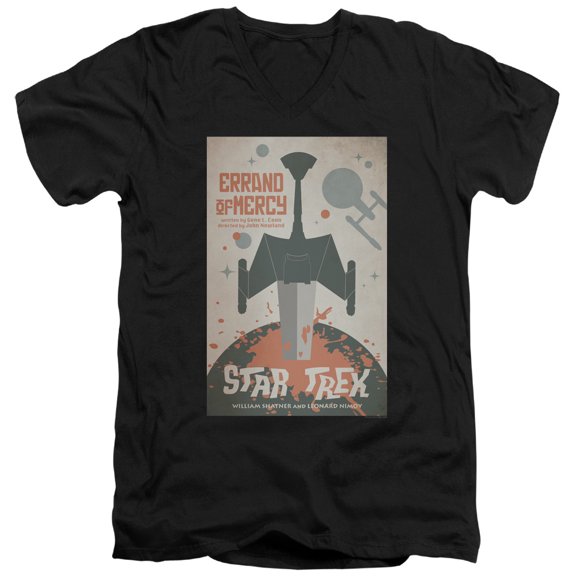 Star Trek Tos Episode 26 Adult V-Neck 30/1 T-Shirt Black