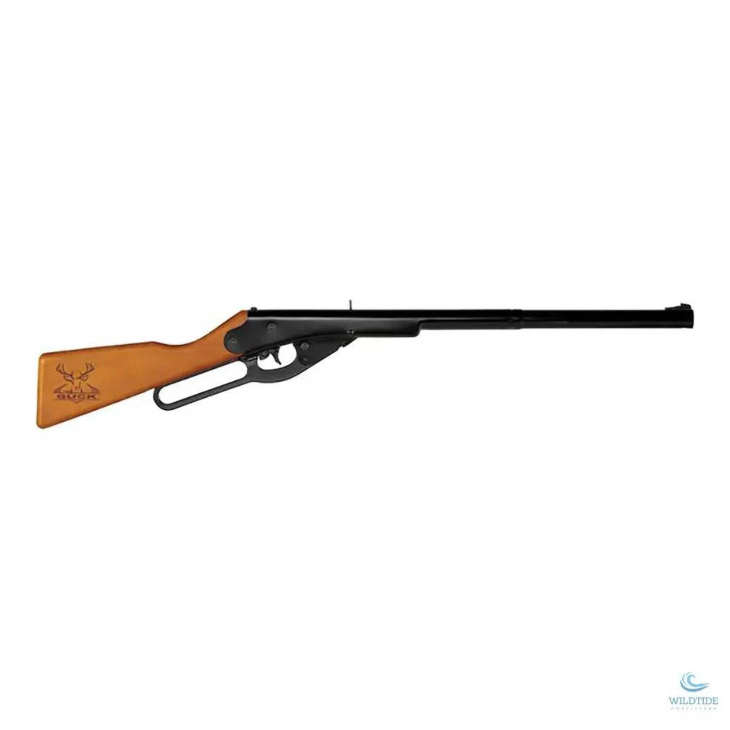 Daisy Outdoor Products Buck BB Youth Lever Action Air long gun, 177 Cal, BB, Wood Stock Blue Barrel