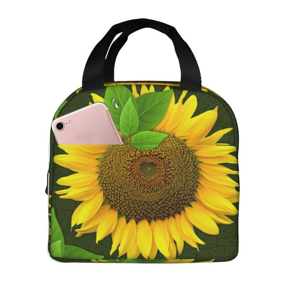 Easygdp Sunflower Bolsa Térmica Premium - Tela Oxford Impermeable, Gran Capacidad, Bolsillo Frontal, Unisex para Trabajo, Escuela, Actividades al Aire Libre y Picnics