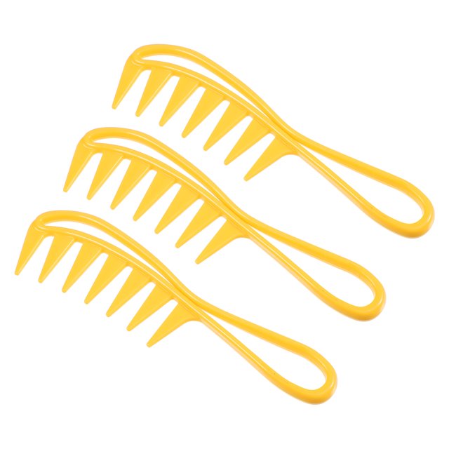 Unique Bargains 3 Pcs Anti Static Hair Comb Wide Tooth for Thick Curly Hair Hair Care Detangling Comb Yellow