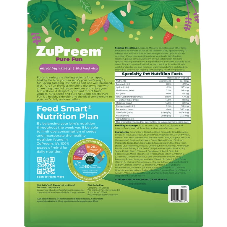 Zupreem Fruitblend Natural Flavor Parrot & Conure Pellets, 2 Lb photo 2