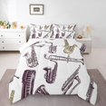 thumbnail image 1 of Saxophone Instrument King Down Comforter Retro Jazz Music Comforter Sets,Boys Girls Modern Mucical Notes Bedding Sets Vintage Piano Tromebone Pattern Bedding Comforter Sets, 1 of 7