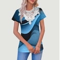 thumbnail image 1 of TaTaai Spring Style Striped Pullover for Women, V Neck Short Sleeve Casual Top with Sheer Mesh Accents, Loose Fit Blouse for Daily Wear & Warm Weather Gift, 1 of 5